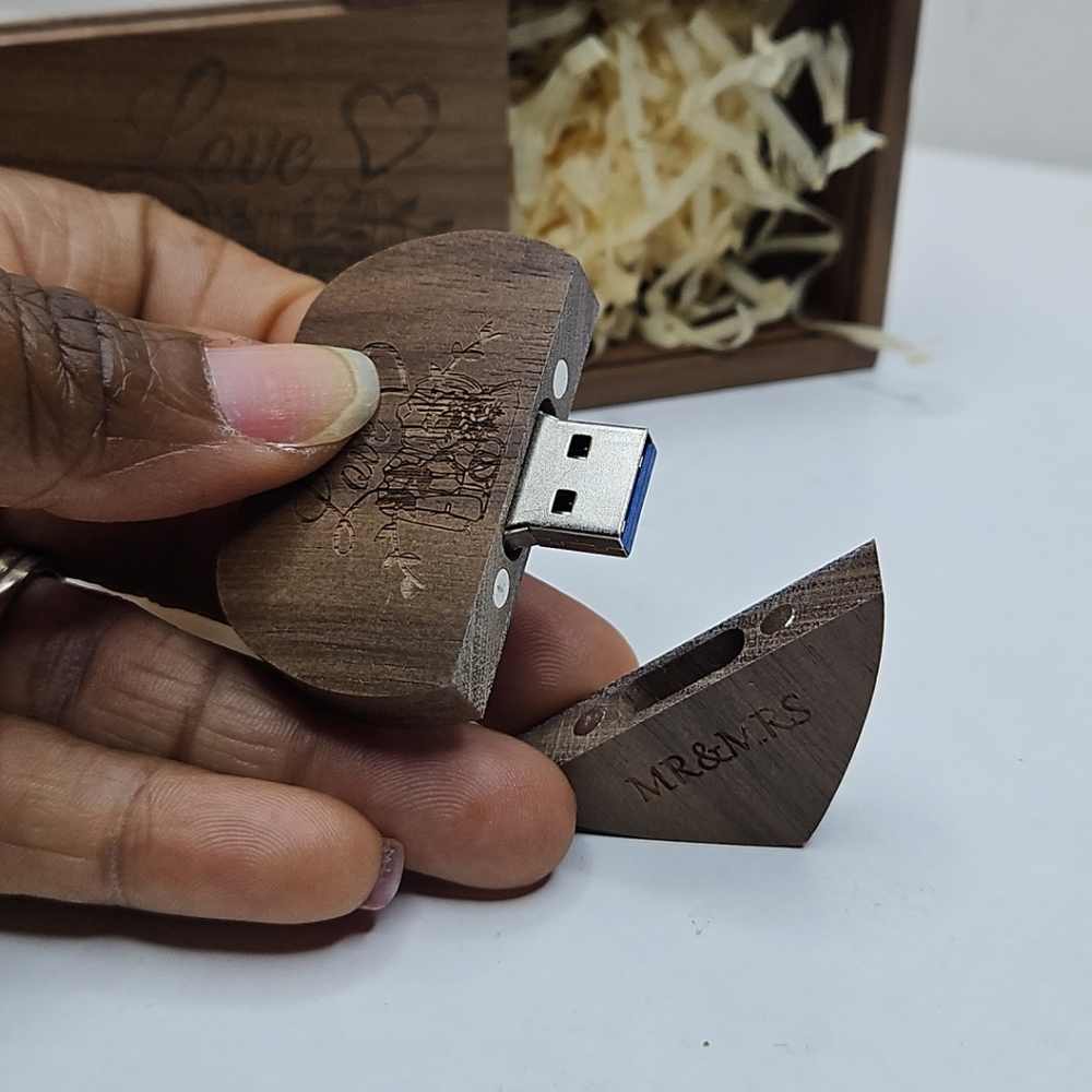 Heart-Shaped Wooden USB Drive